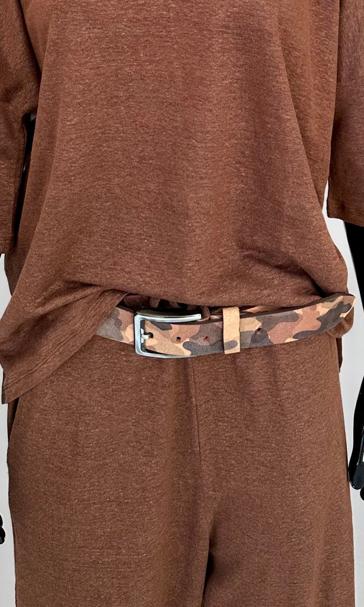 Skinnbelte i Brun camo