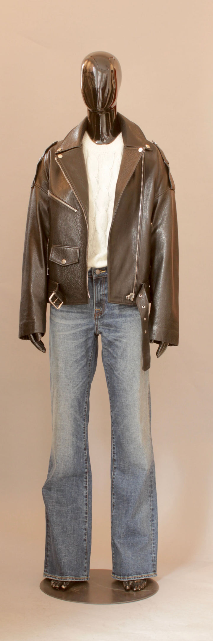 Biker Skinnjakke i Sort