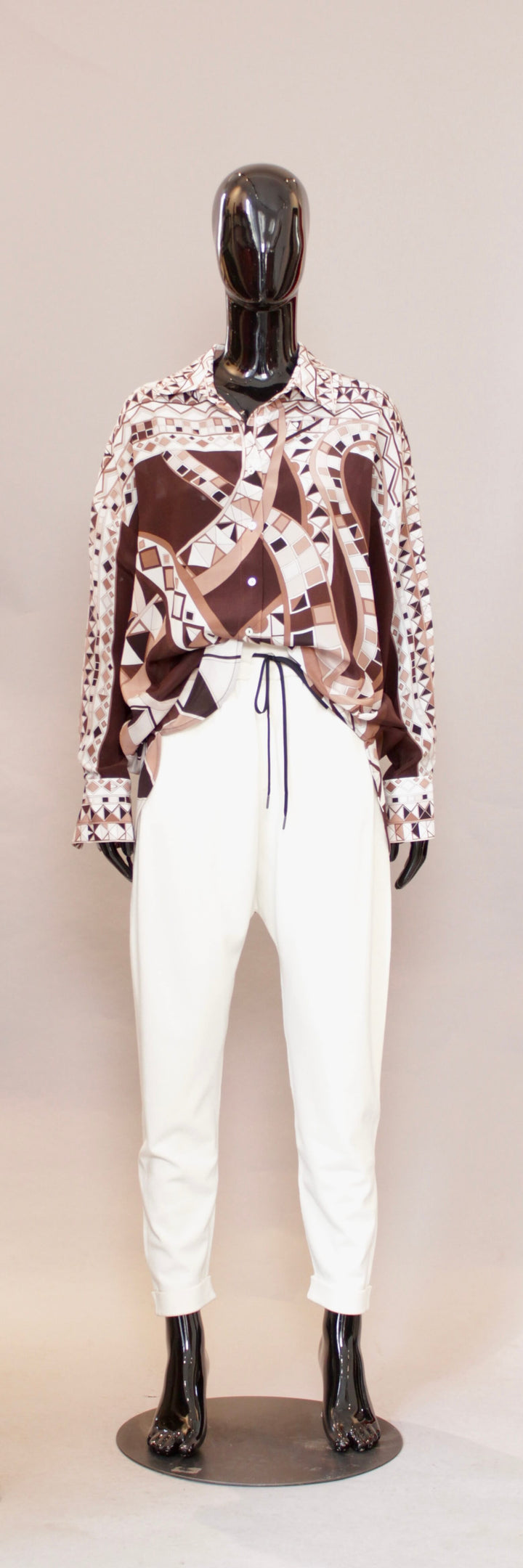 Silkebluse i brun multi