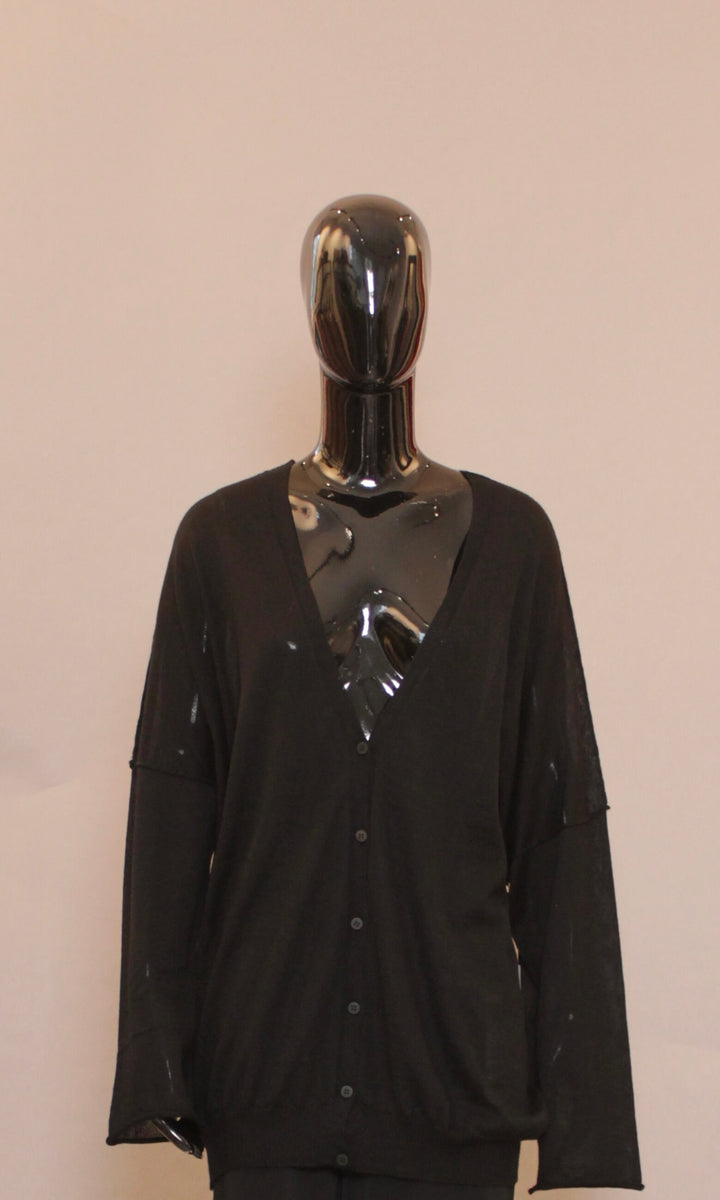 Cardigan - Cashmere / Silke - Sort