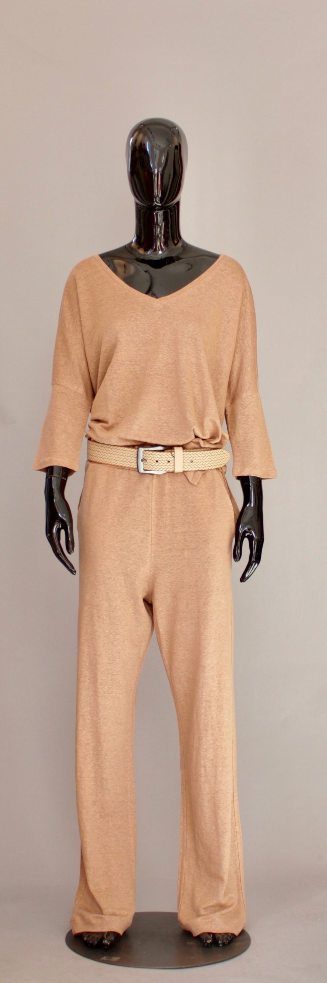 Lin t-shirt i Beige
