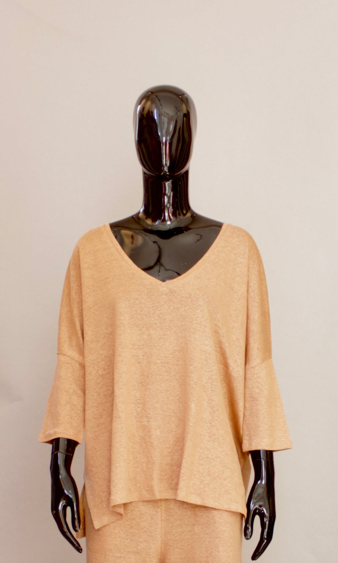 Lin t-shirt i Beige