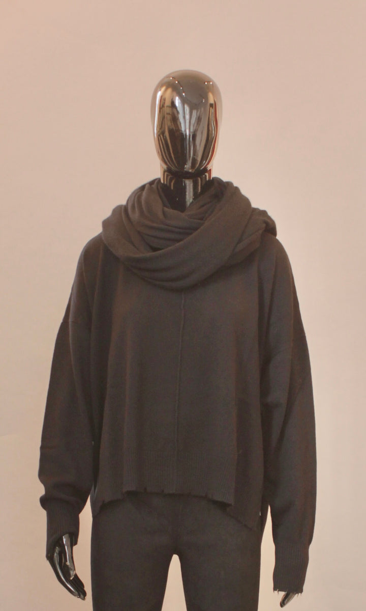 Isabel Benenato cashmere og silke skjerf i sort