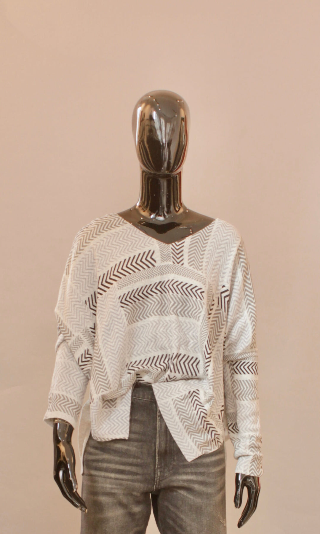 Notshy mønstret V-hals genser i cashmere